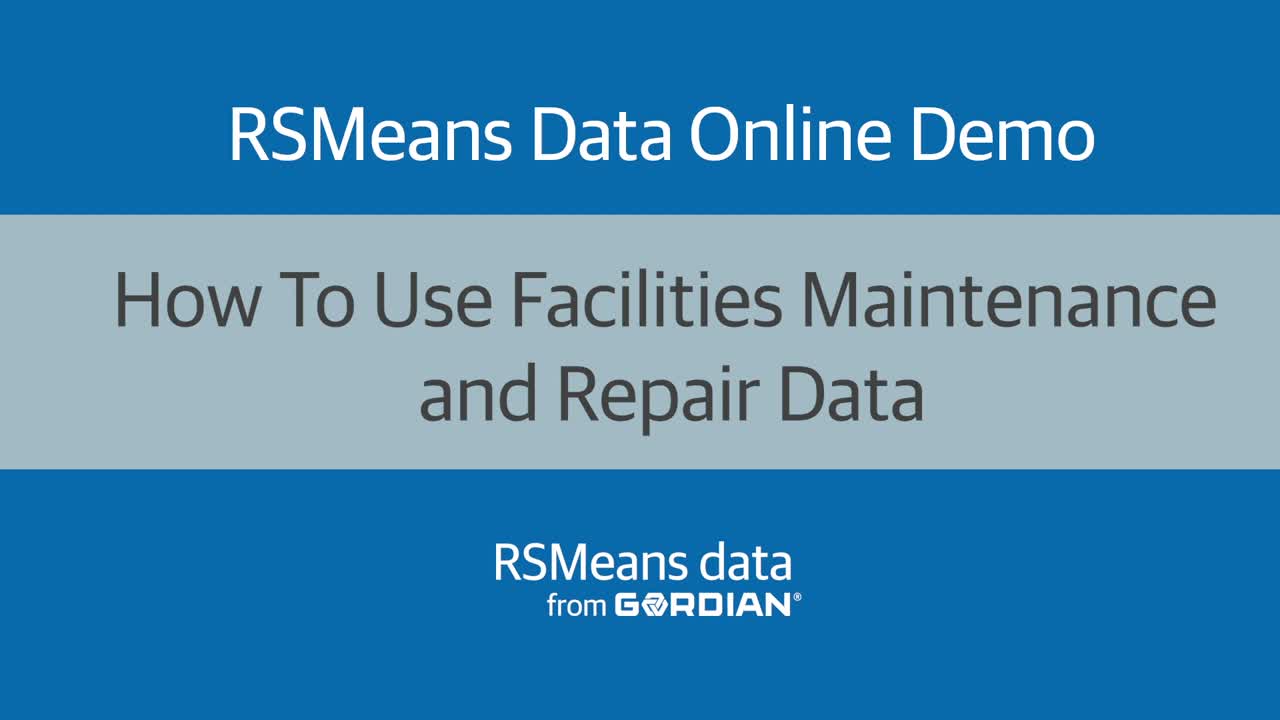How To Use Facilities Maintenance and Repair Data