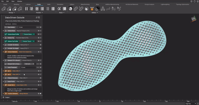Implicitly Modeled Surface Texturing on a Foot Sole