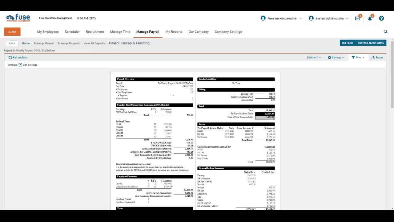 Fuse manage payroll dashboard view