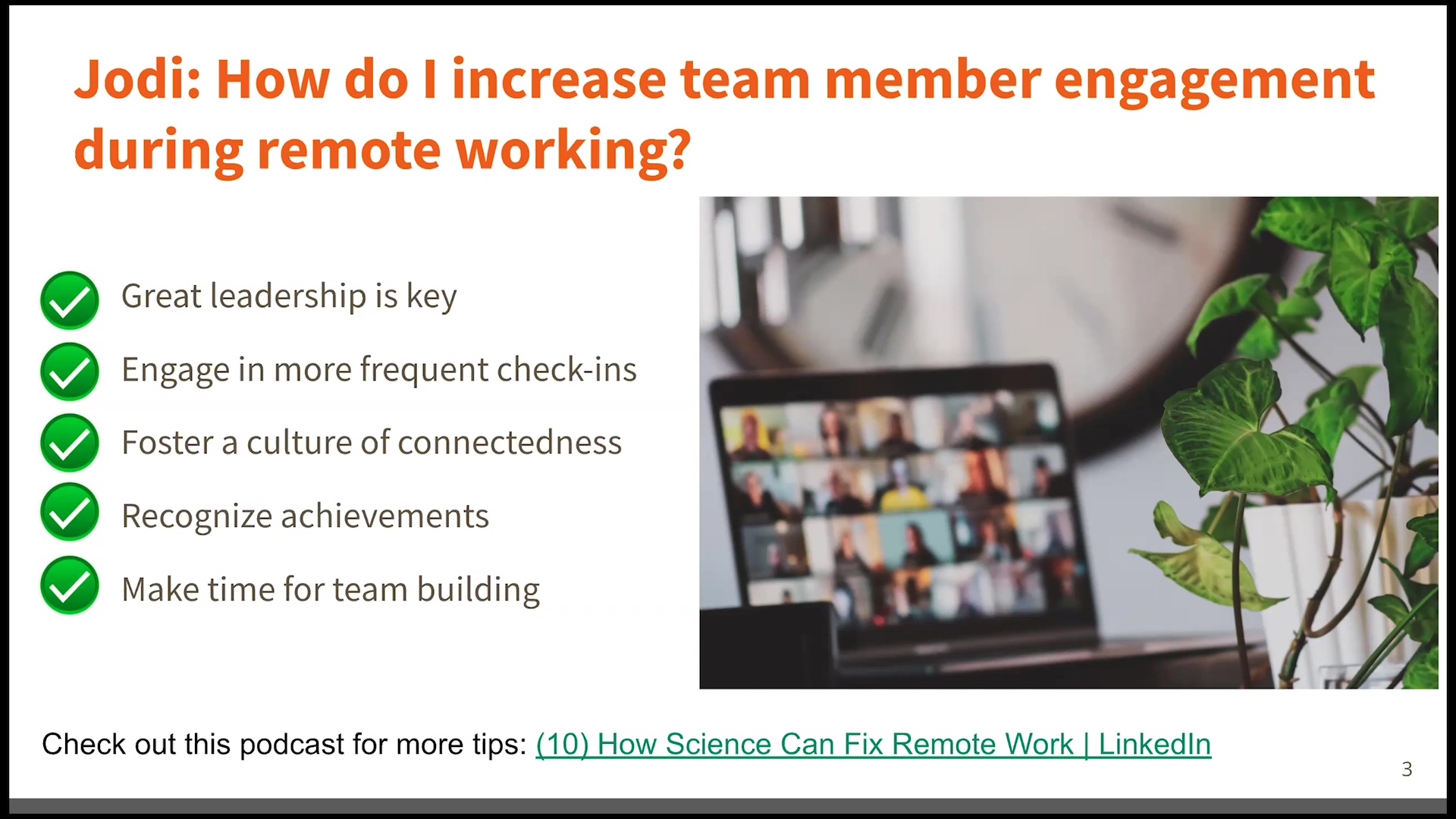 leadership live session - engage employees remotely