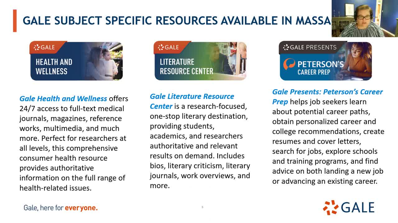 <span class = 'badge badge-success p-1 float-end'>New</span>For Massachusetts Libraries: Refresh on Gale Subject Specific Resources</i></b></u></em></strong>