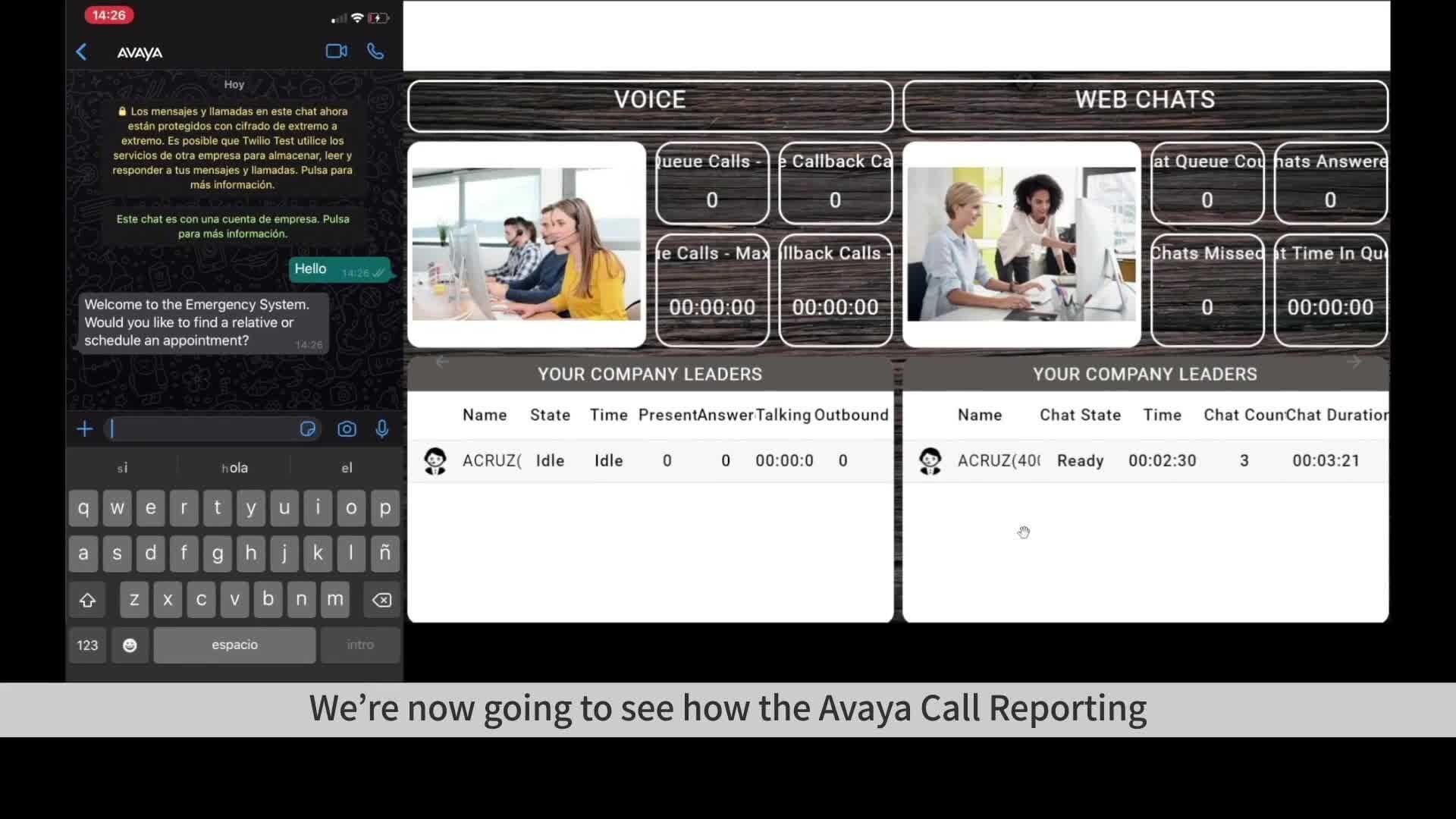 Avaya Call Reporting: Conversation on WhatsApp
