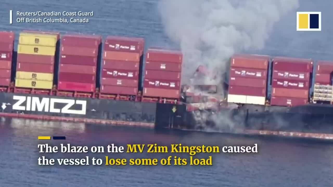yt5s.com-Massive container ship ablaze off Canadian coast spewing toxic gas