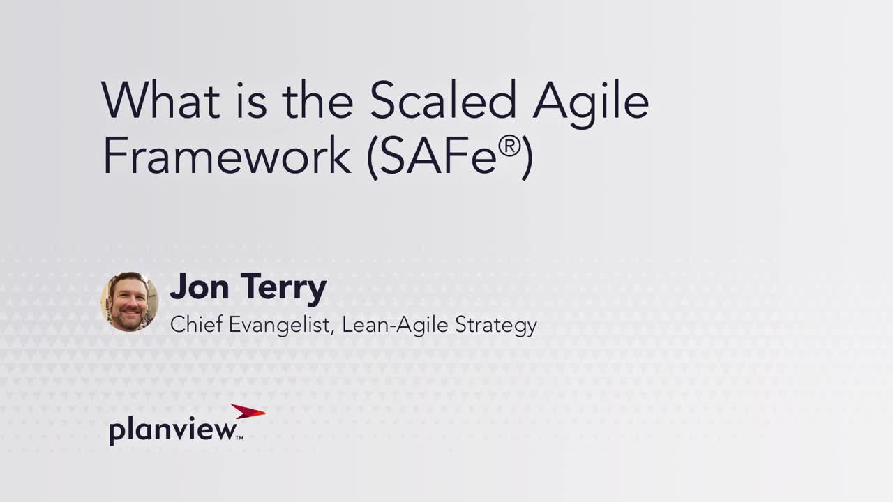 Vidéo : Découvrez ce qu'est le framework SAFe et comment Planview le prend en charge au moyen de tableaux et de modèles.