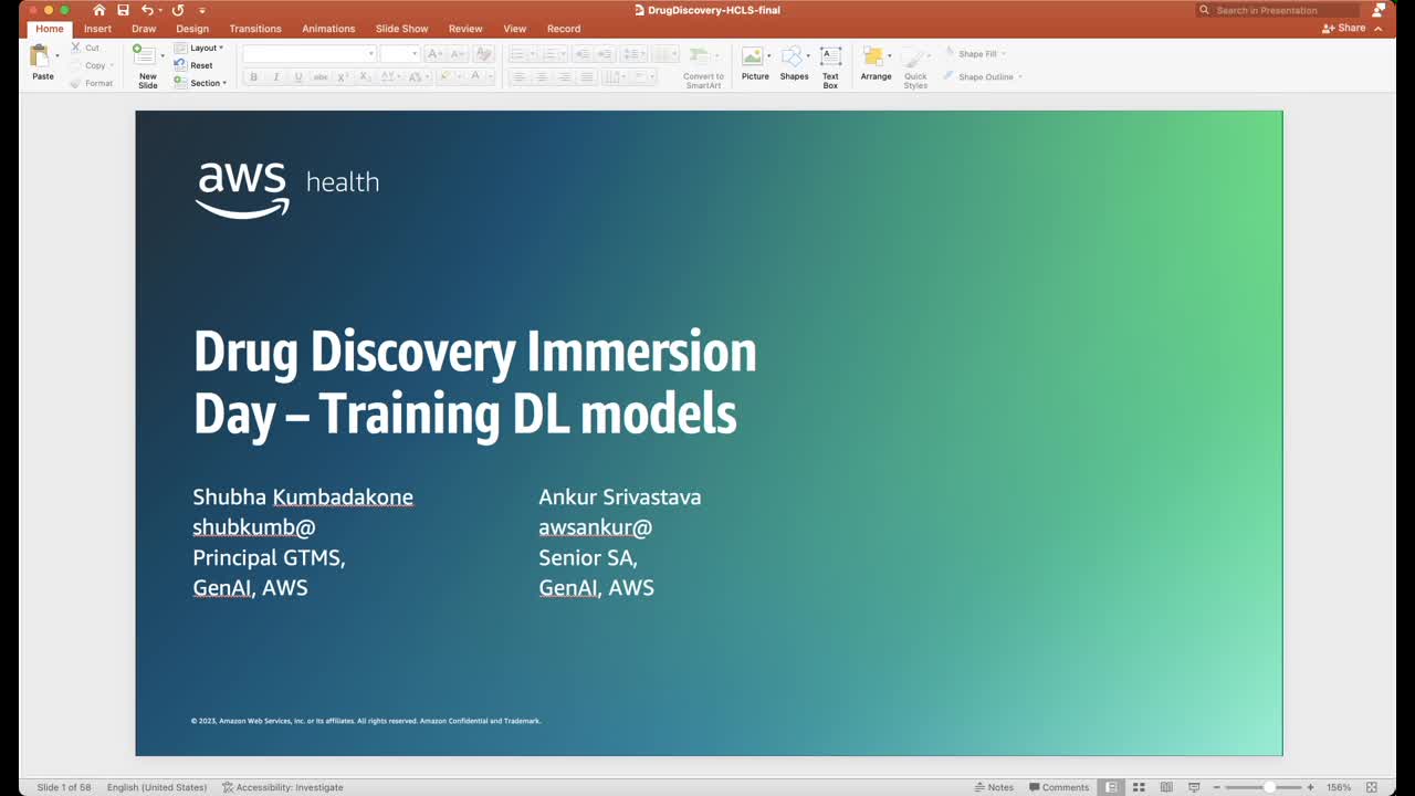 Drug Discovery Immersion Day Training DL Models
