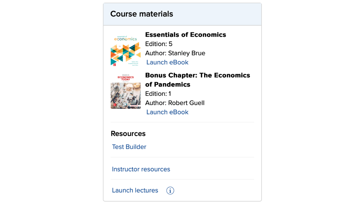 Section Dashboard: Course Materials Widget