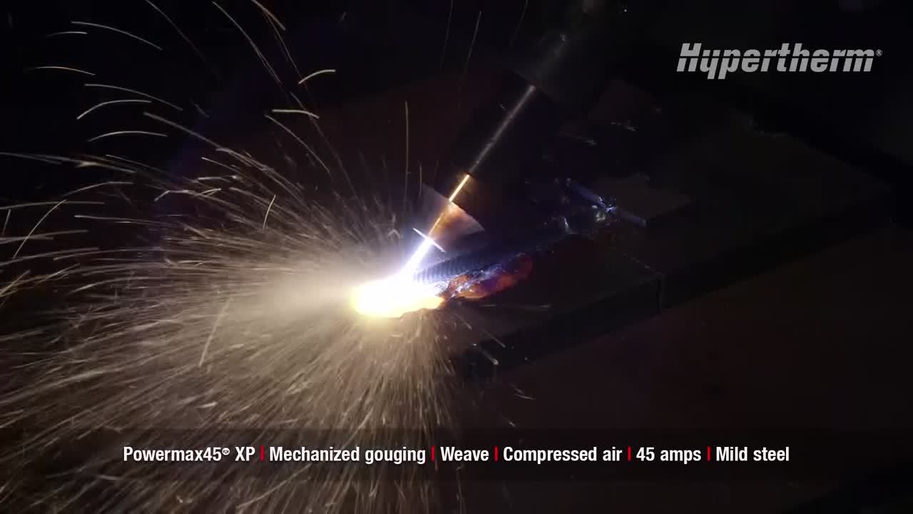 Powermax45 XP mechanized gouging - weave on mild steel
