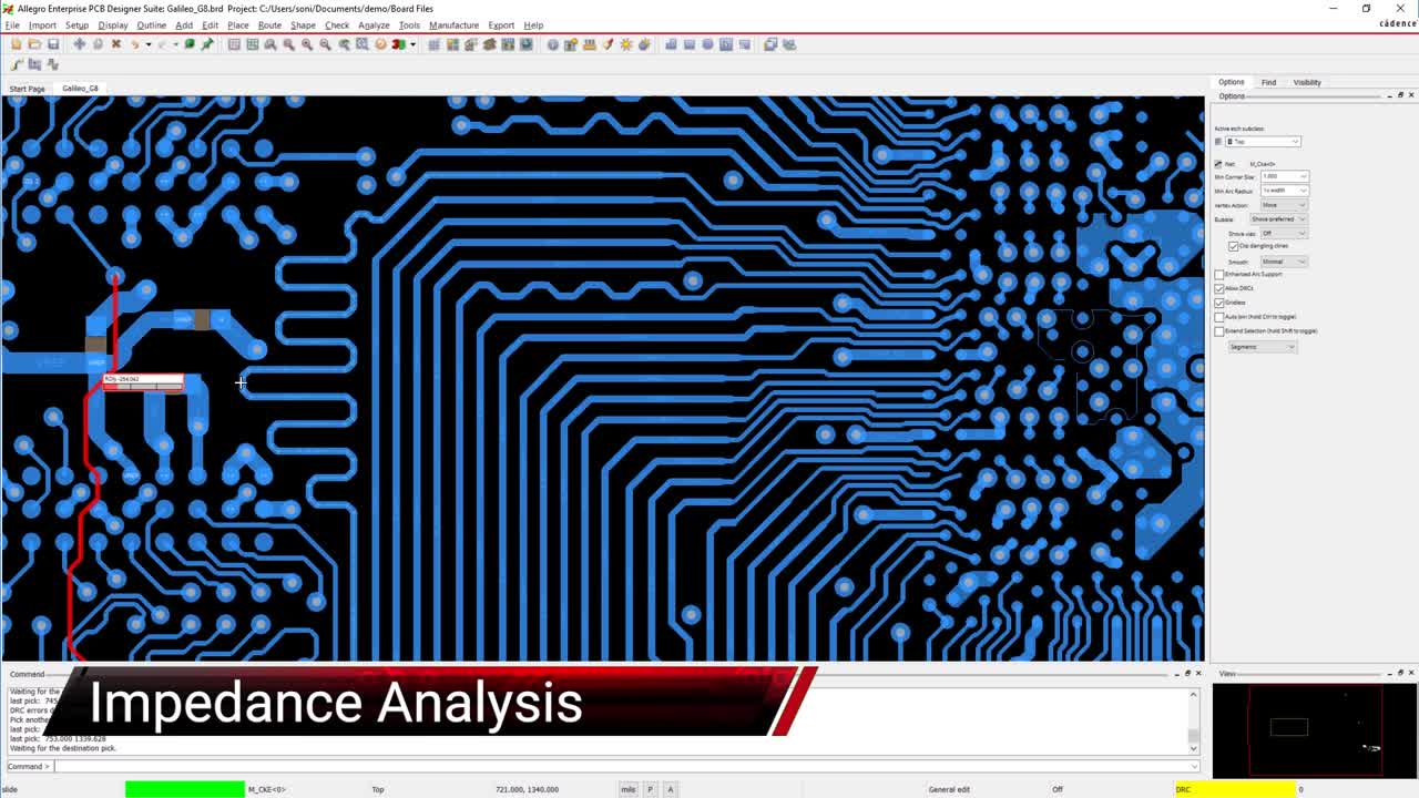 Analyzing the impedance values of trace routing using PCB post-layout simulation
