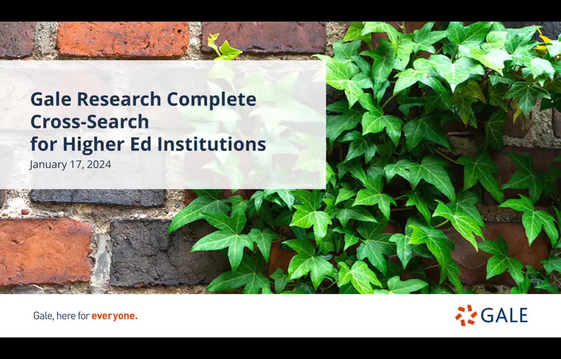 Gale Research Complete Cross-Search for Higher Ed Institutions