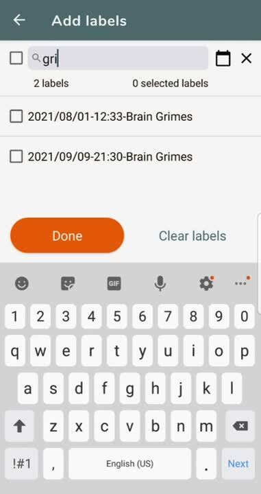 mobile label search by text