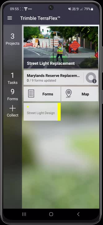 Video showing TerraFlex navigating to form workflow on smartphone screen