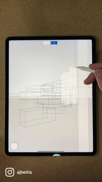 Alberto modela una casa en SketchUp en iPad con la herramienta Markup. 