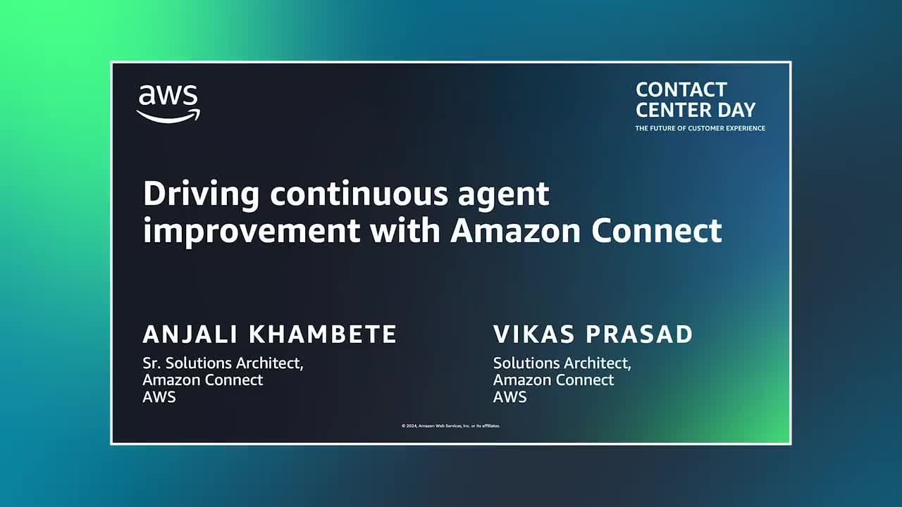 Drive continuous agent improvement with analytics in Amazon Connect