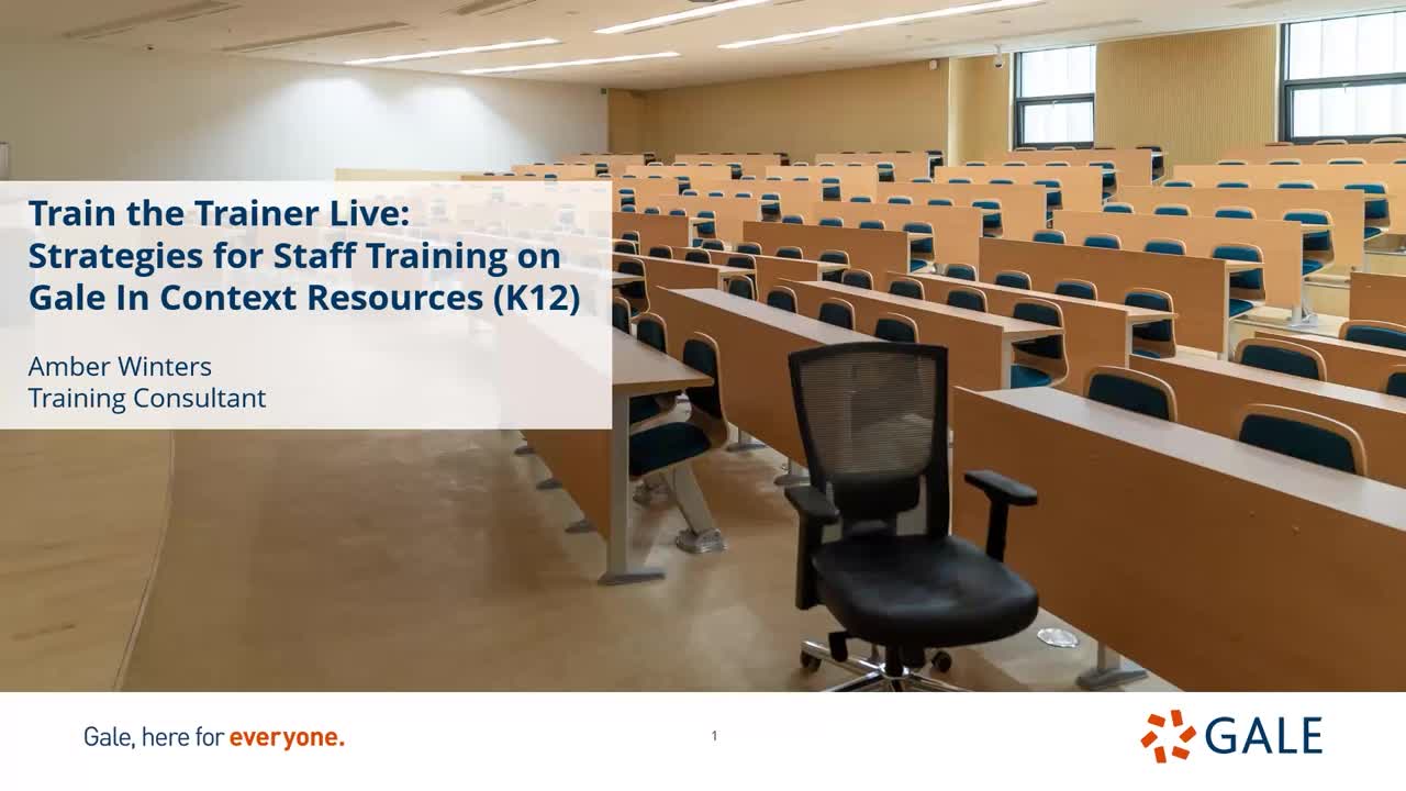 Train the Trainer Live: Strategies for Staff Training on Gale In Context Resources (K12)