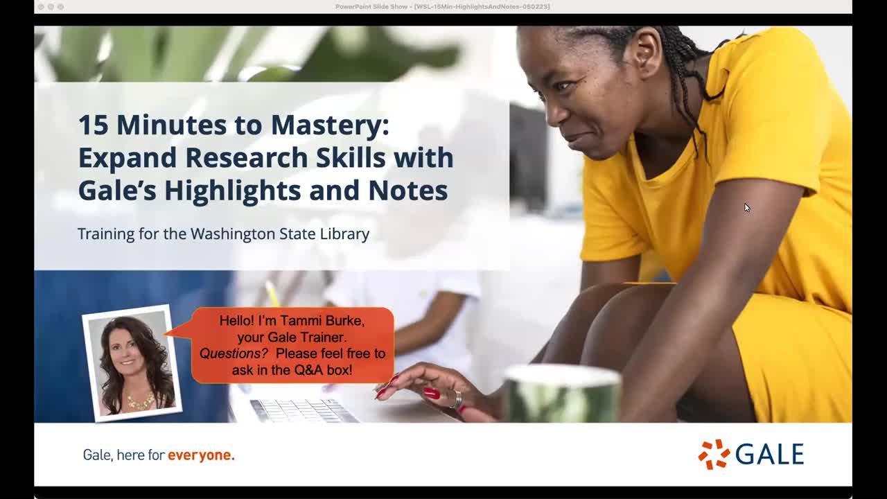 For WSL: 15 Minutes to Mastery: Expand Research Skills with Gale's Highlights and Notes