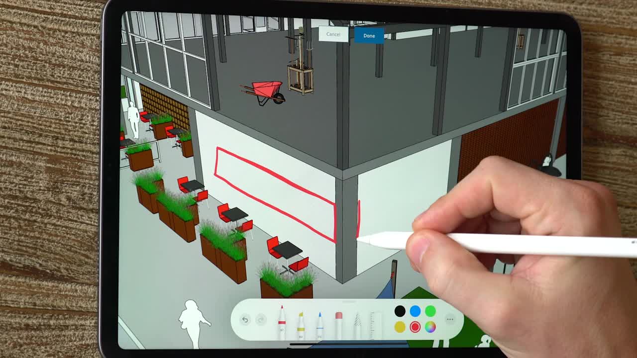 Video, das die Verwendung des Markup-Modus in SketchUp für iPad demonstriert