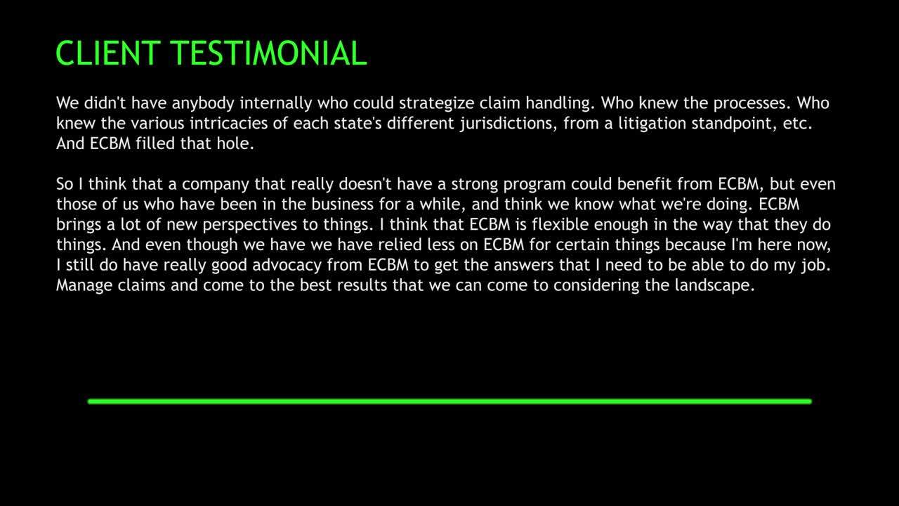 Client Testimonial for ECBM Insurance Brokers and Consultants