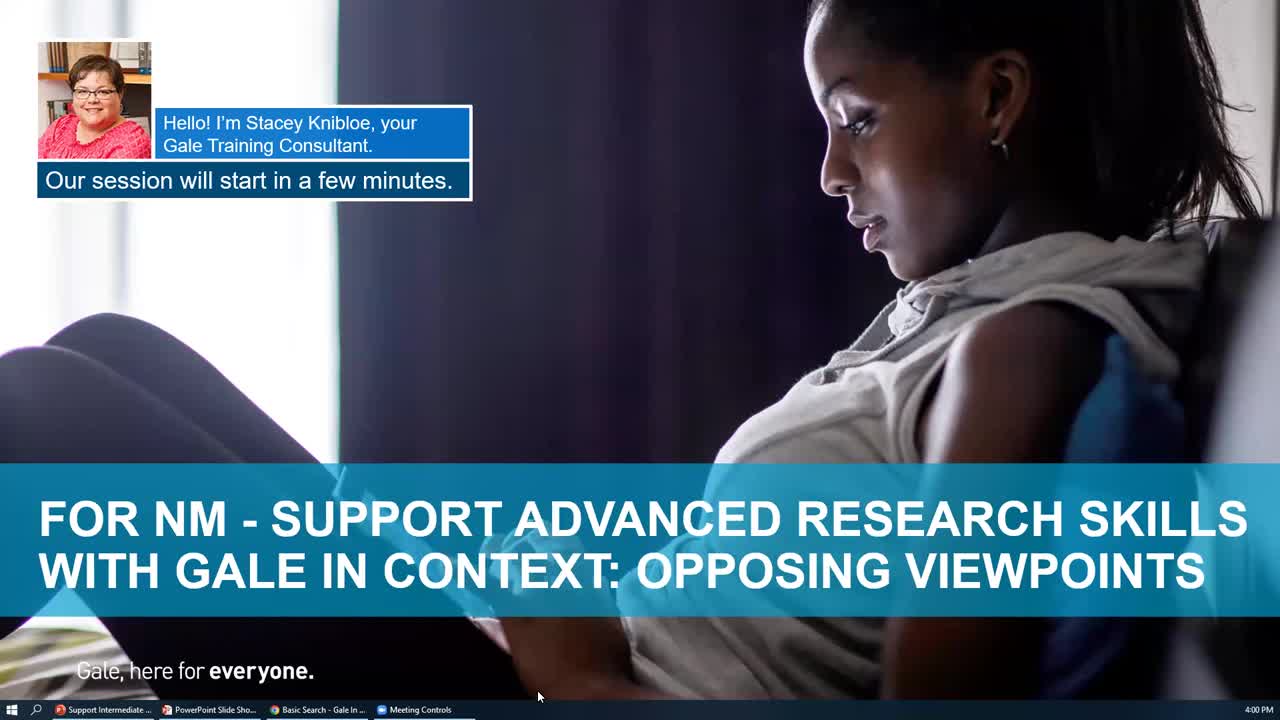 For NMSL: Support Advanced Research Skills With Gale In Context: Opposing Viewpoints