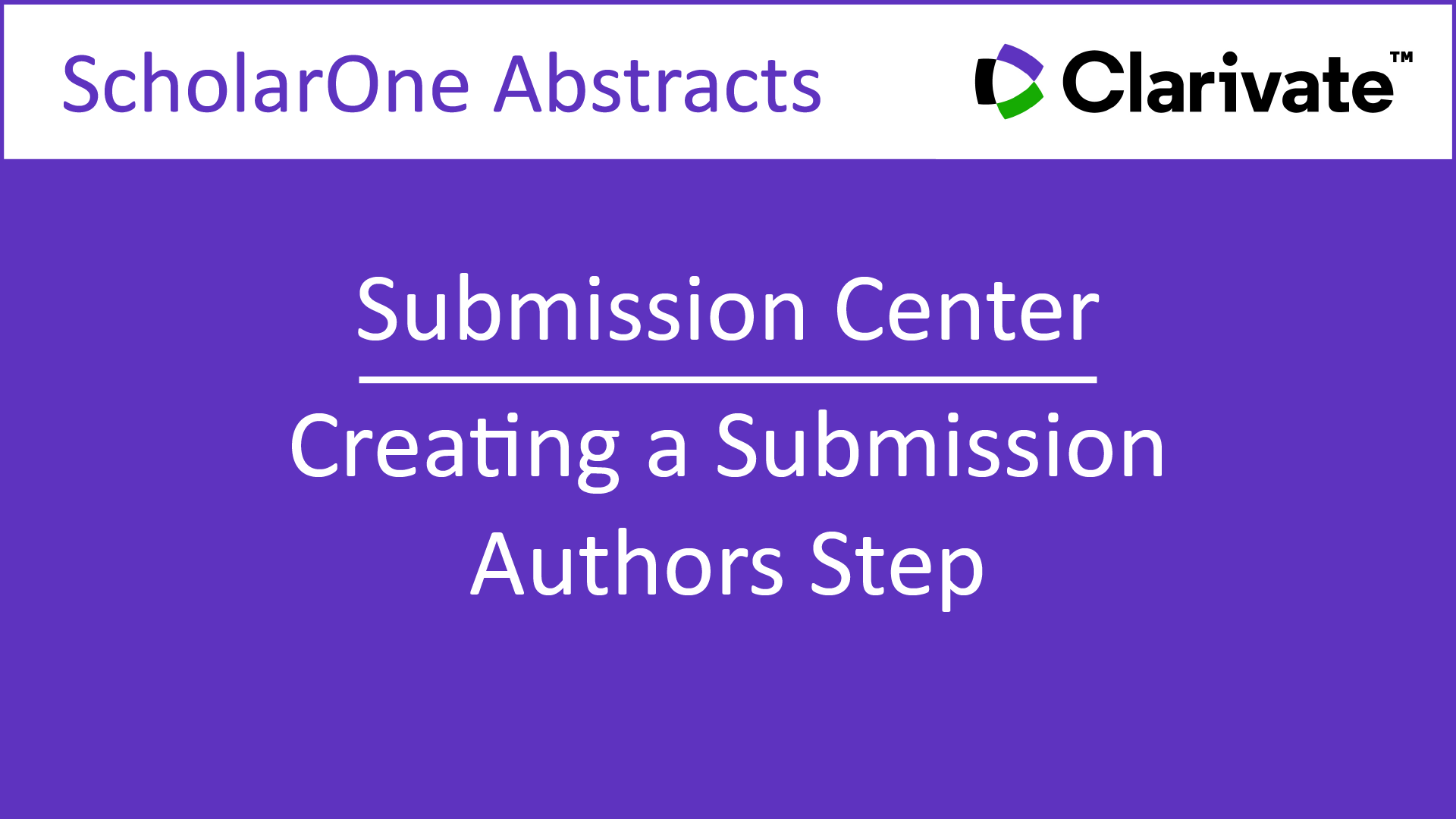 Creating a Submission: Authors Step