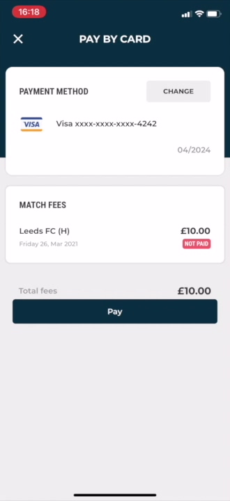 Club app _ pay single match fee _ with cursor