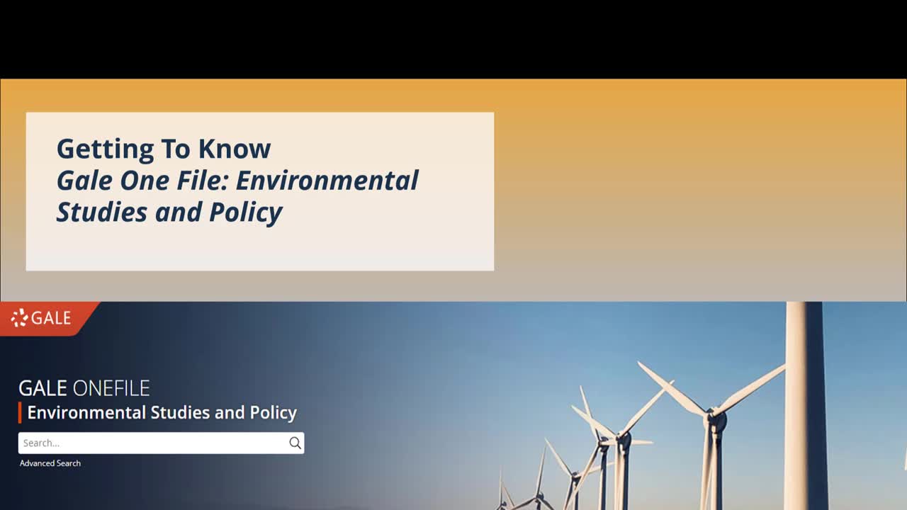 OneFile: Environmental Studies and Policy - For Higher Ed Users