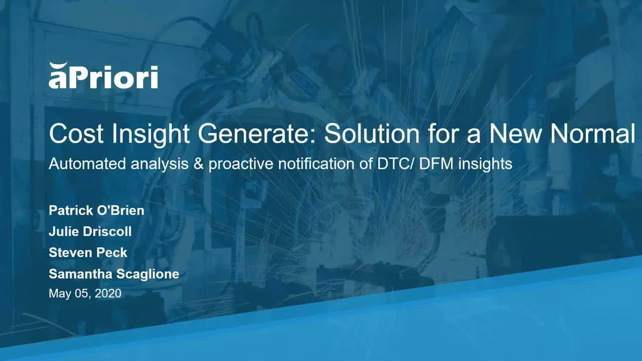 Cost Insight Generate: Solution for a New Normal