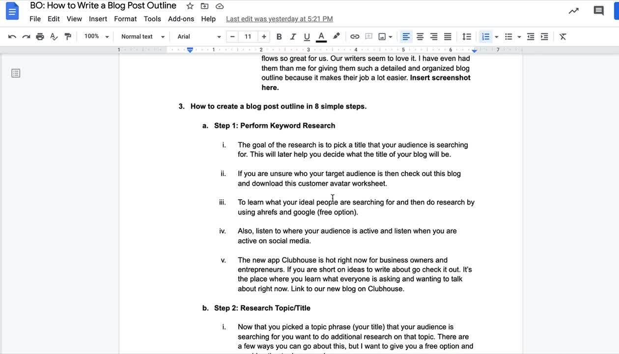 How To Write A Blog Post Outline