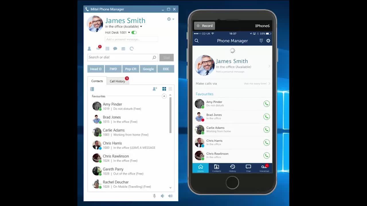 Mitel Phone Manager screenshot example