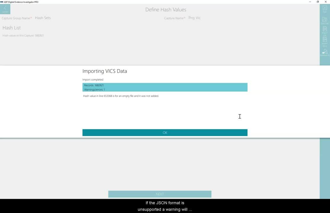 Adding Project VIC Hashes to a Search Profile