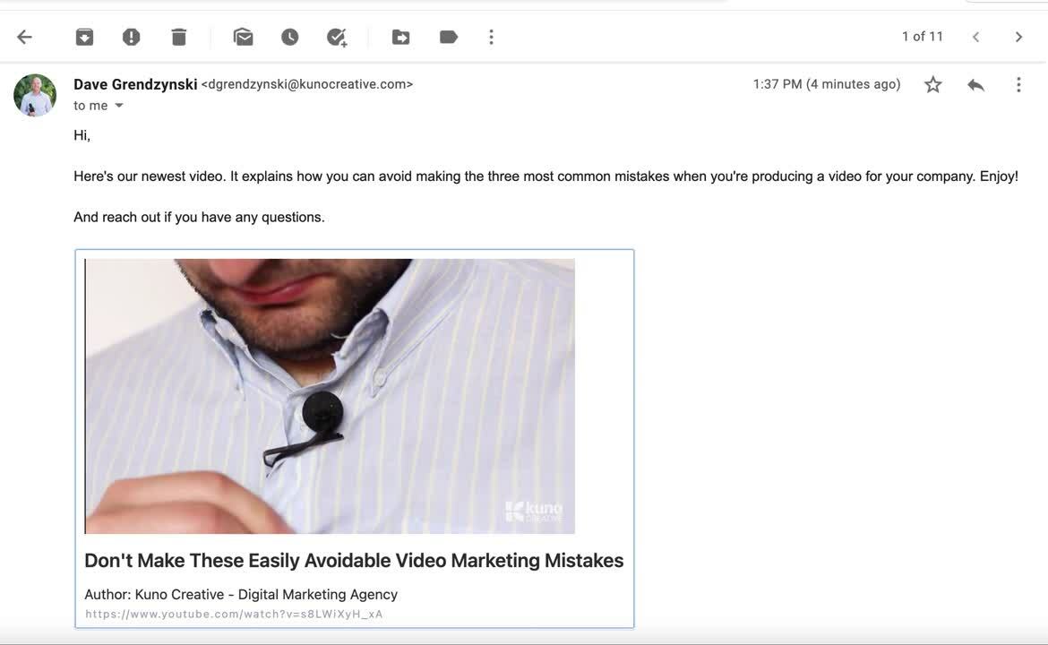 Putting YouTube Video In Email