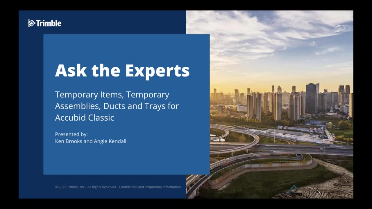Ask the Expert - Temporary Items, Temporary Assemblies, Ducts and Trays for Accubid Classic