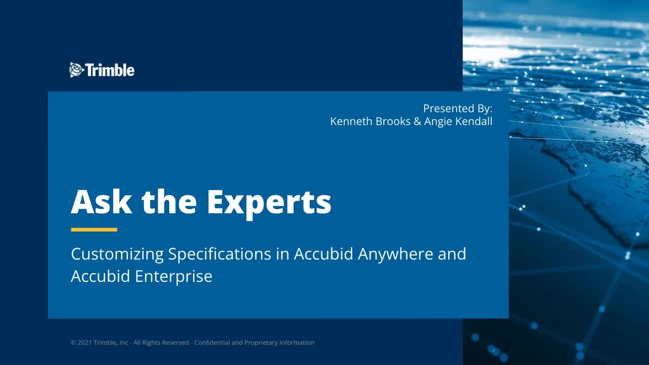 Ask the Expert - Customizing Specifications in Accubid Anywhere and Accubid Enterprise