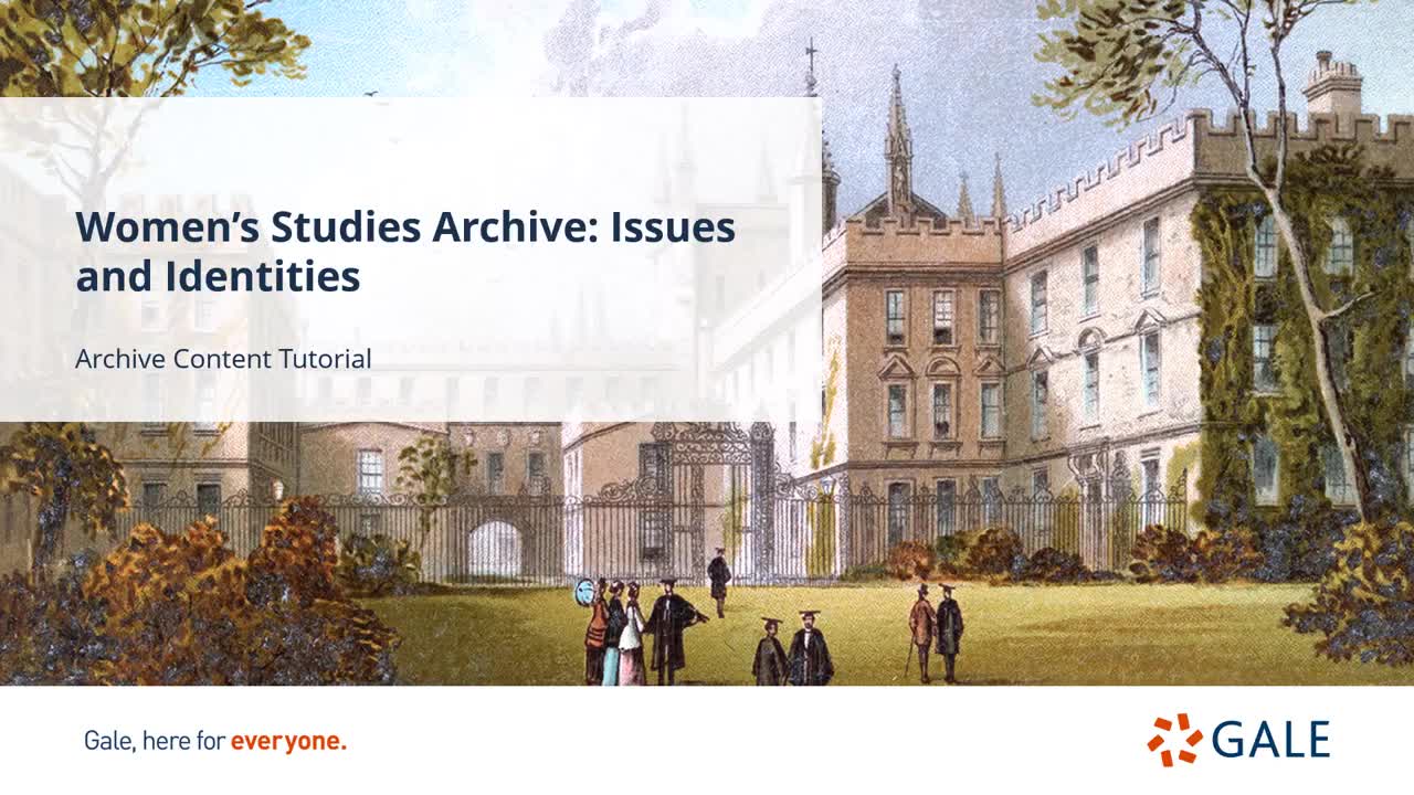 Women’s Studies Archive, Part I: Issues and Identities - Content Overview - For Higher Ed Users