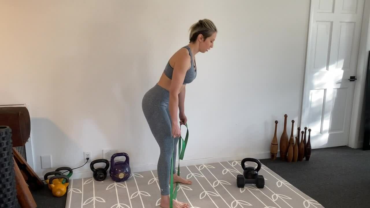 Deadlift with Band and or Weights - Home Glute