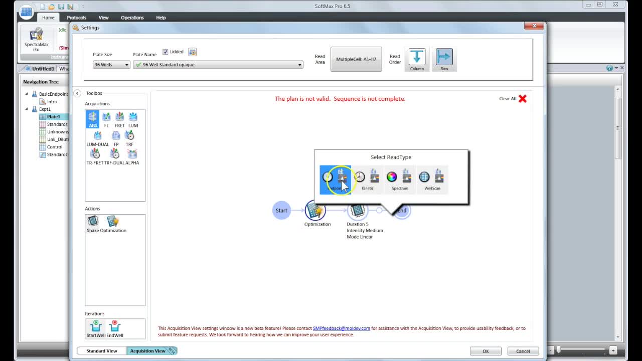 SoftMax Pro 6.5 Acquisition View