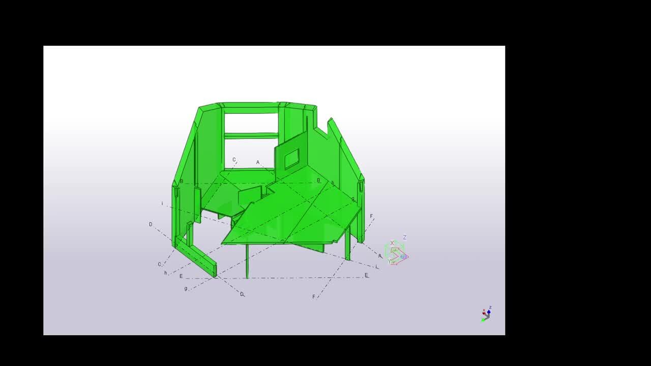 Video mit einem Modell für den Zusammenbau der Brettsperrholz-Elemente.