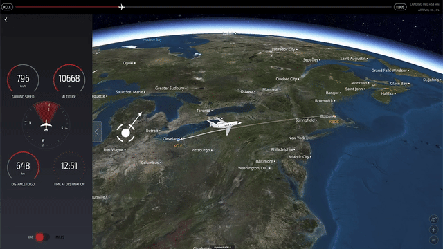 Gogo real-time data flightpath 3D tracker