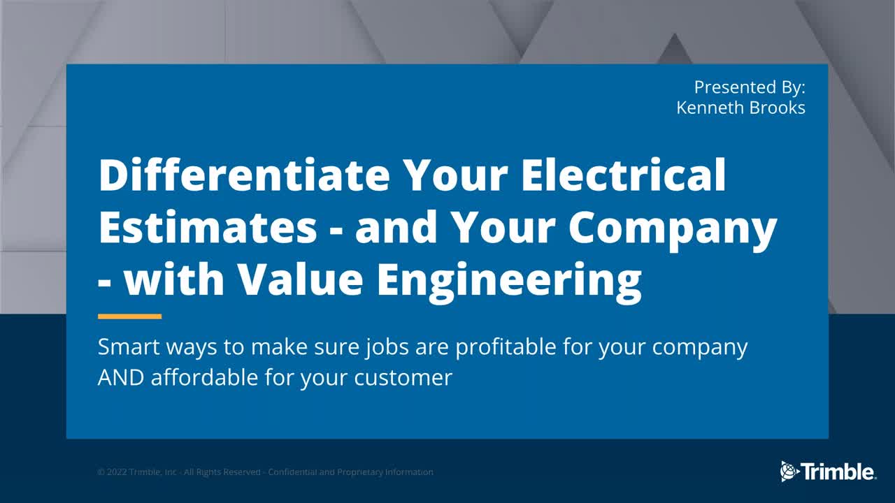 [Webinar Recording] Differentiate Your Electrical Estimates with Value Engineering