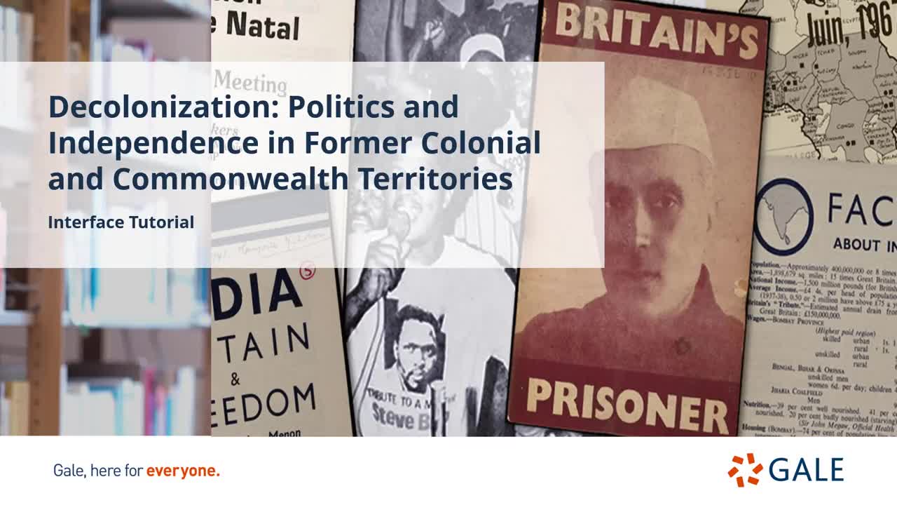 Decolonization: Politics and Independence in Former Colonial and Commonwealth Territories - Interface Overview - For Higher Ed Users