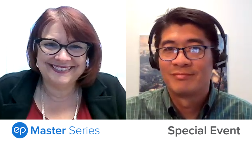 Master Series webinar panelists, one man and one woman