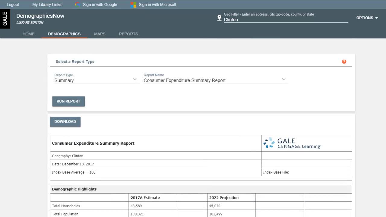 Gale Business: DemographicsNow - Analyzing Market Size and Demographics