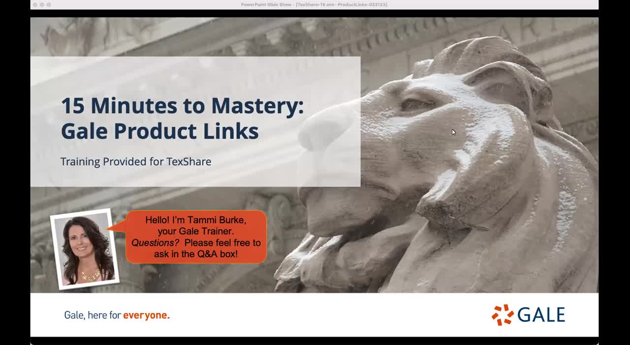 15 Minutes to Mastery: Gale Product Links Provided By TexShare
