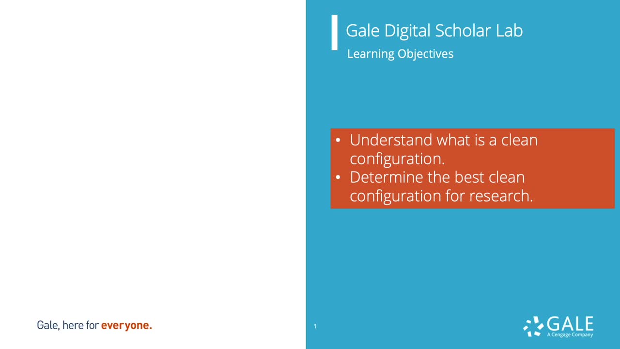 Gale Digital Scholar Lab: Clean - Configurations