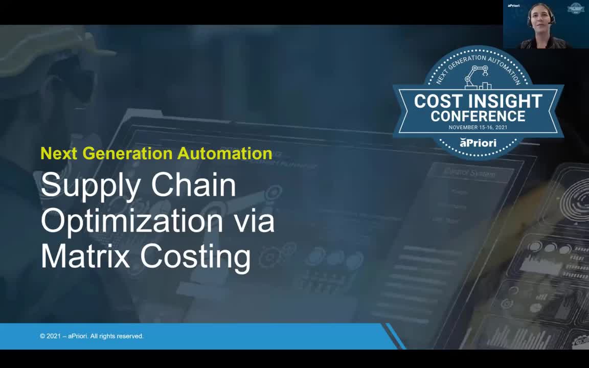 Demonstration of aPriori's Supply Chain Optimization By Matrix Costing