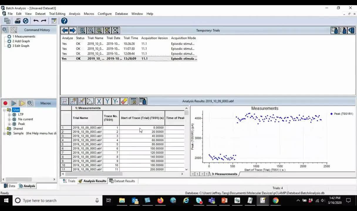 Batch Analysis feature in Axon pCLAMP 11 Software