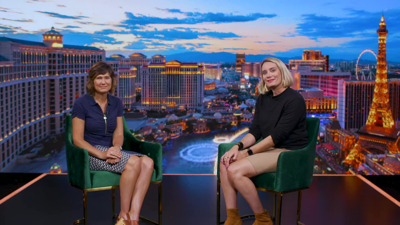 Annie Hancock and Kelley Schultz on the set for How to re:Invent