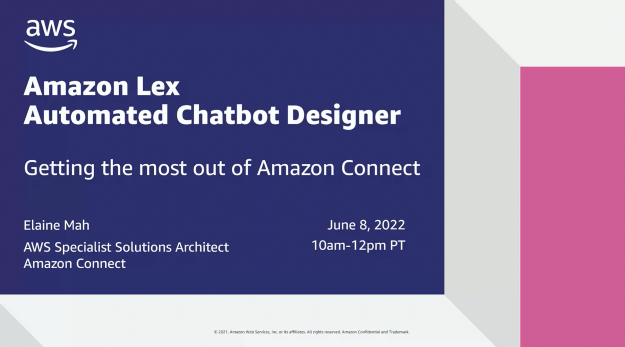 Getting the Most Out of Amazon Connect: Amazon Lex Automated Chatbot Designer