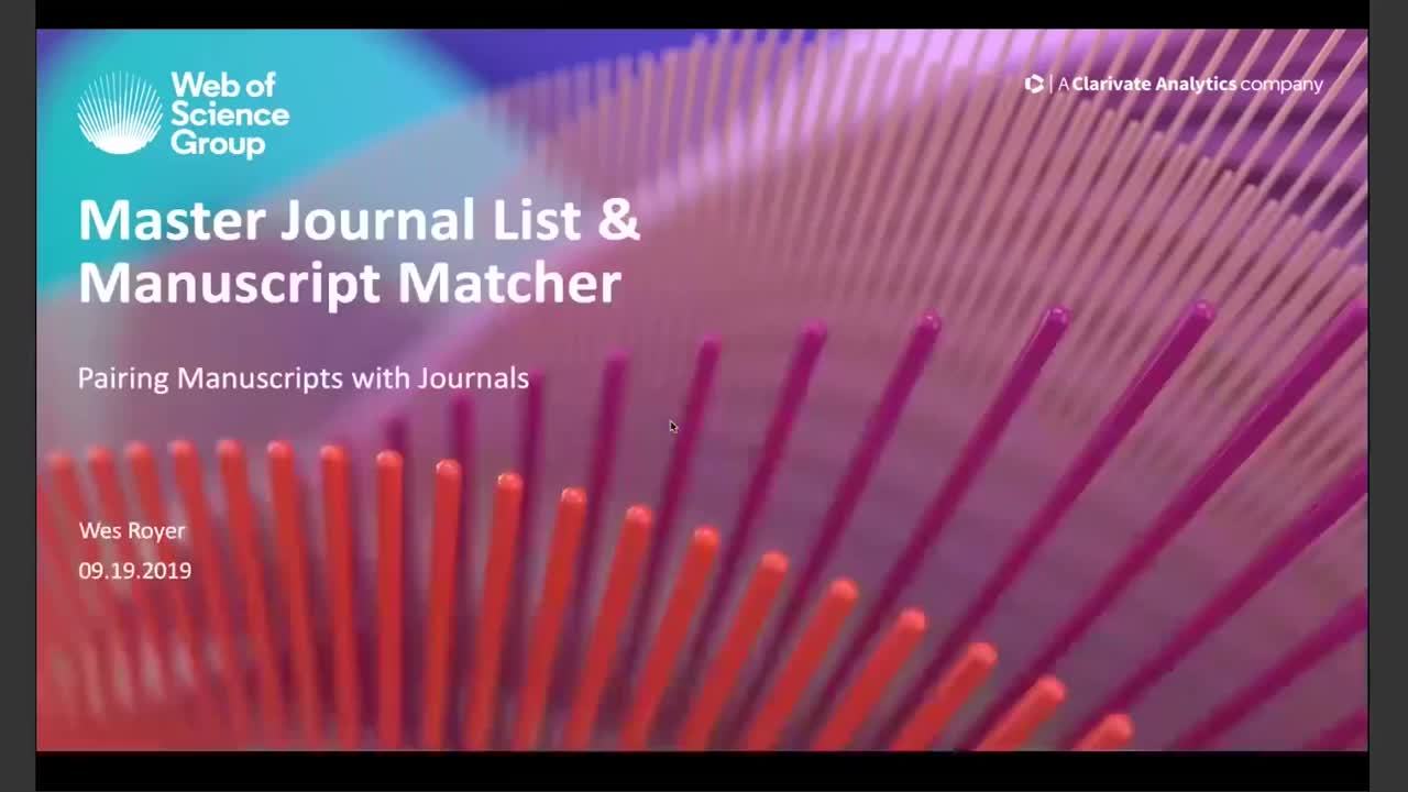 Master Journal List & Manuscript Matcher Pairing Manuscripts with